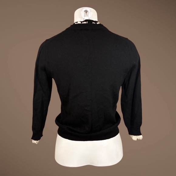 Women's J. Crew Black Quarter Sleeve Cardigan W/Ruffle detail, Wool Blend, Small - Picture 5 of 8